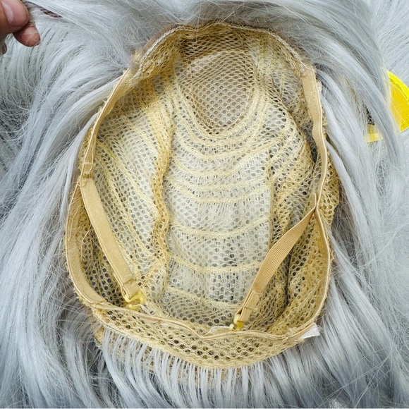 Jinruili 100%  Kanekalon Wig 27” Straight Bang Silver Gray Cosplay Hairpiece - Picture 6 of 10